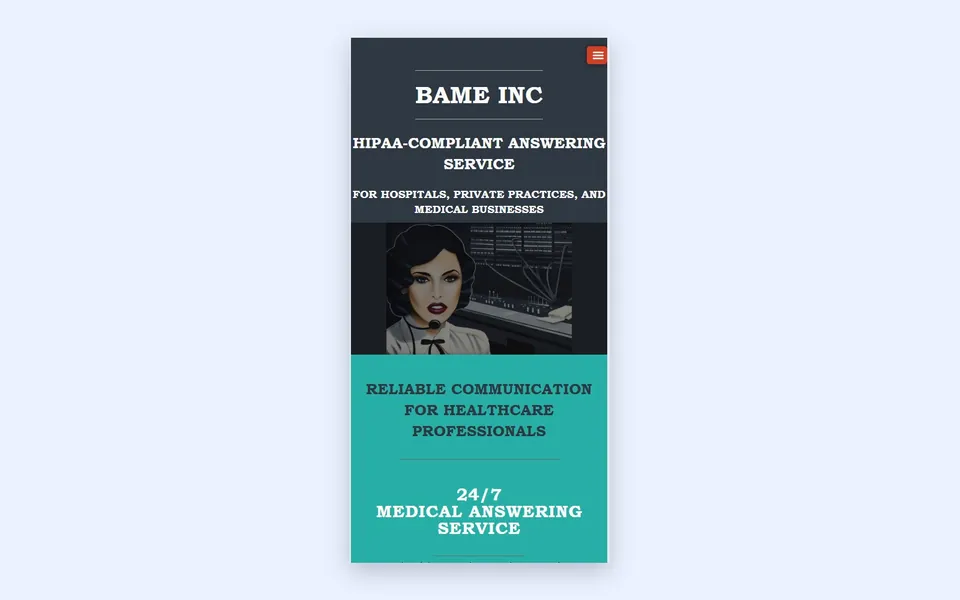 Website we built for a medical answering service, shown on a phone